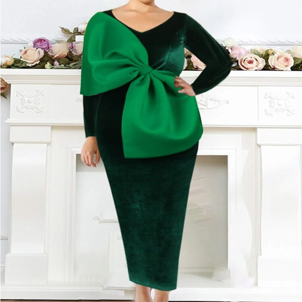 😍Women Long Party Dresses Bare Shoulder w/ Big Bow 😍